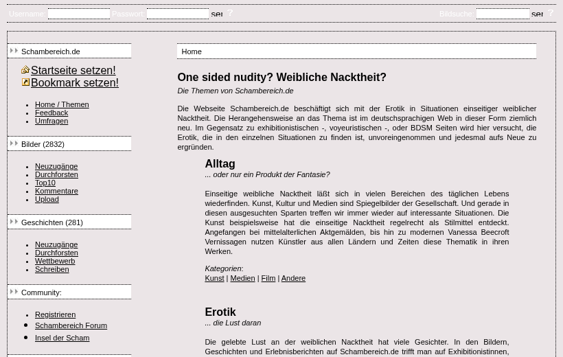 Startseite von Schambereich im Jahr 2005